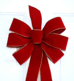 Brick Red Gold Christmas Bow