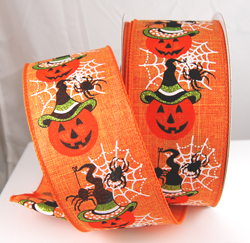 Hallokin Jack-O-Lanern Orange Printed Halloween Ribbon