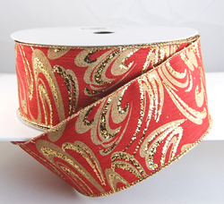 Wired Red and Gold Christmas Ribbon