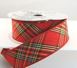Wired Red Plaid Chrsitmas Ribbon