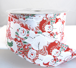 Wired Snowman Christmas Ribbon