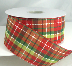 wired dark red and green plaid christmas ribbon 2 12 or 40 25 yards 95 polyester 5 acrylic - Wired Christmas Ribbon wired dark red and green plaid christmas ribbon 2 12 or 40 25 yards 95 polyester 5 acrylic - Wired Christmas Ribbon