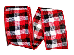 Wired Red and Black Plaid Christmas Ribbon