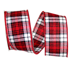 Wired Red, Black and White Plaid Christmas Ribbon