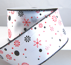 Wired Red, Black and White Snowflake Ribbon