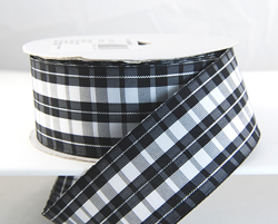 Wired Black and White Checked Ribbon