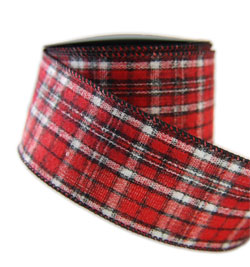 Christmas Ribbon, Red Plaid Ribbon, 4 Width Ribbon, Frosted Alford Plaid  Ribbon 