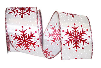 Red Ribbon with White Glitter Snowflakes - Pender & Peony - A Southern Blog