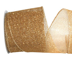 Wired Champagne Glitter Ribbon, Champagne Ribbon for Wreaths and Bows 1.5 X  10 YARD ROLL 