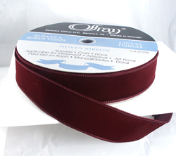 Wired Burgundy Velvet Christmas Ribbon